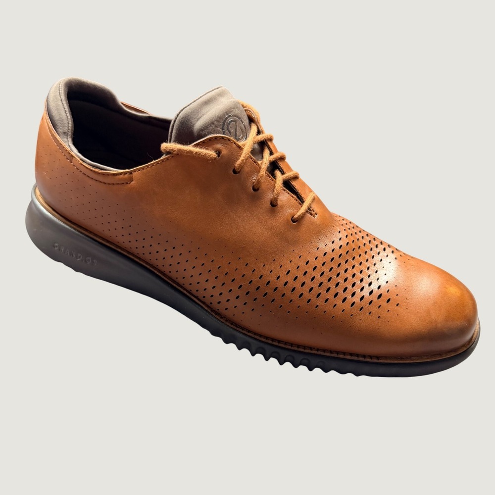 Cole Haan Mens 13M Zerogrand Laser Wingtip Oxford British Tan Leather C25351